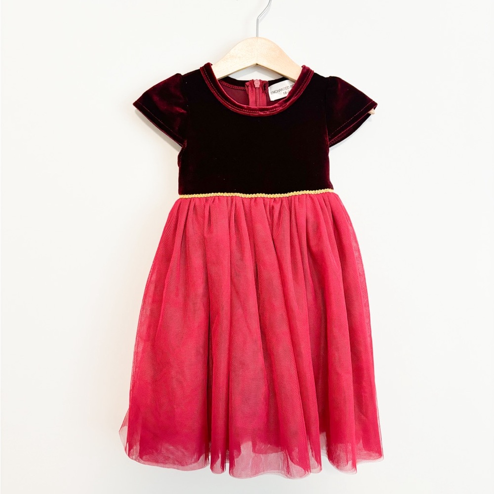 Girl’s Red Velvet and Tulle Christmas Dress